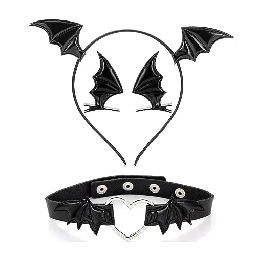 Zqxnt Mädchen Haarklammern Gothic Halloween Cosplay Teufel Flügel Haarnadel Stirnband Punk Haarschmuck Einzigartige Schwarze Kopfbedeckung von Zqxnt
