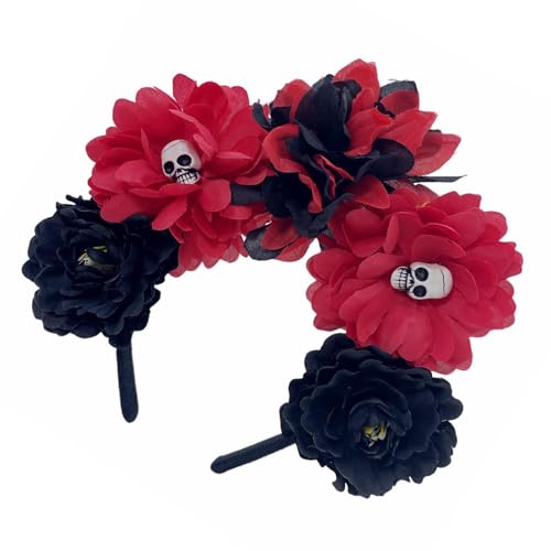 Zqxnt Rose Witch Kostüm Haare Gruselige Dunkle Blumenschädel Frisur Für Live Show Stirnband Gruselige Carnivals von Zqxnt