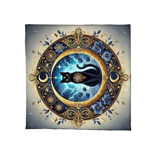 Zqxnt Tarots Tischdecke Katzen Blumenmuster Astrologie Altäre Stoff Göttisch Kartentisch Stoff Wandteppich Hexerei Liefern Schwarze Katzen Tarot Karte Tischdecke Spirituelle Decktuch von Zqxnt