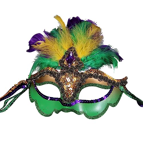 Pfauenfeder-Gesichtsbedeckung mit Pailletten, Halloween-Kostüm, Gesichtsbedeckung für Party von Ztexkee