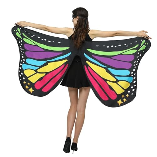 Ztexkee Schal mit Schmetterlingsflügeln für Damen, Feenparty, Umhang, Kostüm, Zubehör, Halloween, Verkleiden von Ztexkee