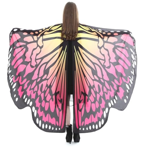 Ztexkee Schmetterlingsflügel-Kostüm, Halloween-Kostüme für Damen und Mädchen, Schmetterlings-Umhang, Schmetterlingsschal für Halloween-Party von Ztexkee