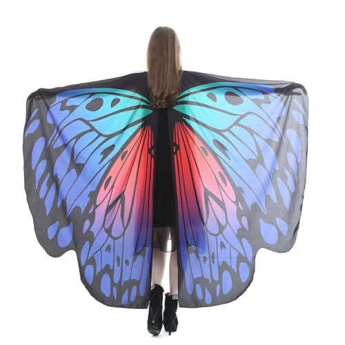 Ztexkee Schmetterlingsflügel-Kostüm, Halloween-Kostüme für Damen und Mädchen, Schmetterlings-Umhang, Schmetterlingsschal für Halloween-Party von Ztexkee