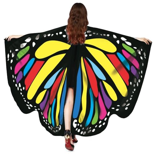 Ztexkee Süßer Halloween-Schal mit Schmetterlingsflügeln und Fee, bunt, Tanzparty, Kostüm von Ztexkee