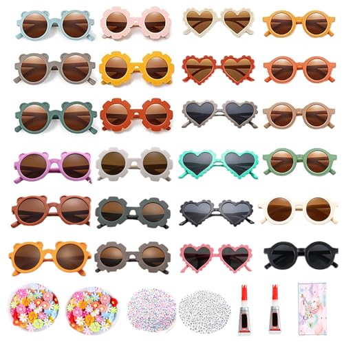 ZtohPyo 24 Paar runde Sonnenbrille für Kinder, Bulk, niedliche herzförmige Gläser mit 416 Buchstabenperlen, 100 Gänseblümchen, 2 Klebstoffe, bunte Brille für Kleinkinder für ZtohPyo 24 Paar runde Sonnenbrille für Kinder, Bulk, niedliche herzförmige Gläser mit 416 Buchstabenperlen, 100 Gänseblümchen, 2 Klebstoffe, bunte Brille für Kleinkinder für von ZtohPyo