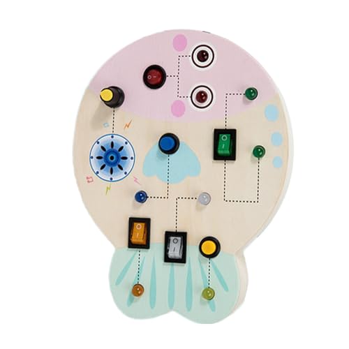 Montessori Sensory Board, Fidget Board | Sensorisches Board mit 8 LED-Lichtschaltern - Lernspielzeug aus Holz, frühe Feinmotorik, sensorisches Reisespielzeug für Kinder ab 3 Jahren von Zuasdvnk