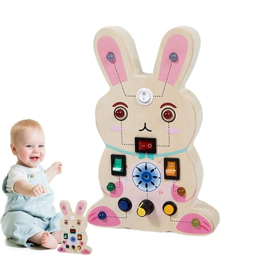 Sensorisches Brett für Kleinkinder, Montessori Holzschalterbrett,Holz-Montessori-LED-Lichtbrett - Interaktives Spielzeug für frühe Feinmotorik, pädagogisches sensorisches Spielzeug für Kinder ab 3 Jah von Zuasdvnk