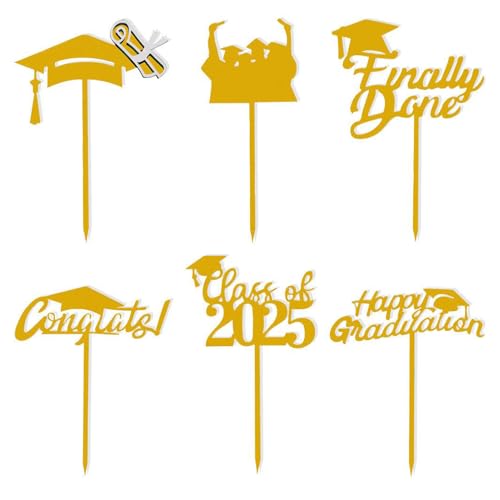 Zuasdvnk Abschluss Cupcake Toppers Zweitausendfünfundzwanzig - Set Von Sechs Mittelstück Stäben - Bruchsicher Und Wiederverwendbar Für Dessertdekorationen Festtagsgestaltung von Zuasdvnk