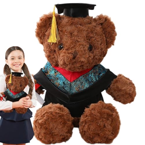 Zuasdvnk Abschlussbär Plüsch, Abschluss -Stofftier | Huggable dekoratives Puppenkissen | Graduation Bear Plüschpuppe mit Kleidung und Naptime Stofftier für eine Freundin Home School Party von Zuasdvnk