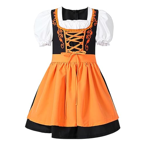 Zuasdvnk Baby Bierfest Outfit Mädchen Dirndl Kleid Halloween Kinderkleid Kinder Bierfest Kostüm Dirndl Kostüm für Oktoberfest Karneval Kinder 2-12 Jahre Faschingskostüme von Zuasdvnk