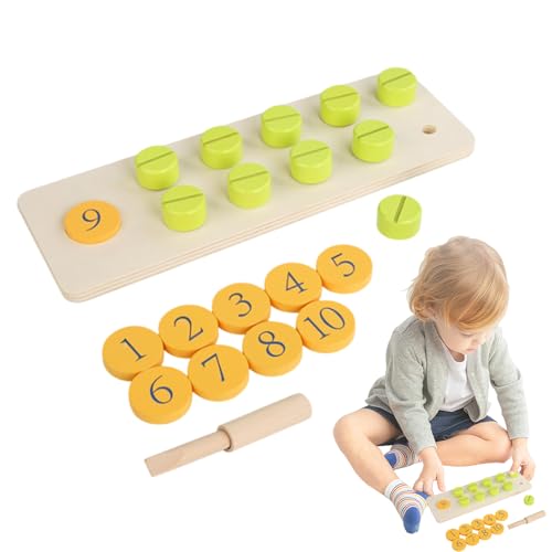 Zuasdvnk Holzrückspielzeug, Kinderschraubendreherspielzeugset | Bildungsmathematik Funny Board - Zählen Sie Nussspiel, Lernzahlenverfolgung Spielzeug für, Mädchen, Kinder zu Hause im Alter von 3+ von Zuasdvnk