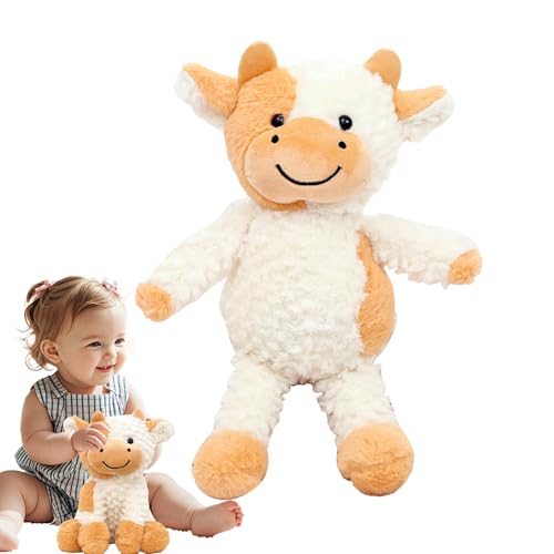 Zuasdvnk Kuhgefüllte Tier, Plüsch niedliche Kuhpuppe,Heilung Stofftiere Spielzeug realistische Kuh - Sichere und kuschelige Plüschpuppe für den Ostervalentinstag Farm von Zuasdvnk