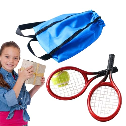 Zuasdvnk Miniatur-Tennis-Set | Simulations-Tennisschläger-Ball-Modell, Landschafts-Bastelprojekt-Dekoration für Schreibtisch, Tisch, -Dekoration von Zuasdvnk