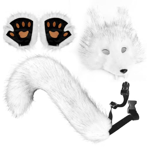 Wolf Kostüm Set Für Erwachsene, Realistisches Wolf Kostüm Mit Pelziger Maske, Handschuhen Und Schwanz, Frauen Cosplay Tier Outfit, Für Party Carnival Weihnachten Rollenbühne Modenschau Masquerade Wolf Kostüm Set Für Erwachsene, Realistisches Wolf Kostüm Mit Pelziger Maske, Handschuhen Und Schwanz, Frauen Cosplay Tier Outfit, Für Party Carnival Weihnachten Rollenbühne Modenschau Masquerade von Zubehors