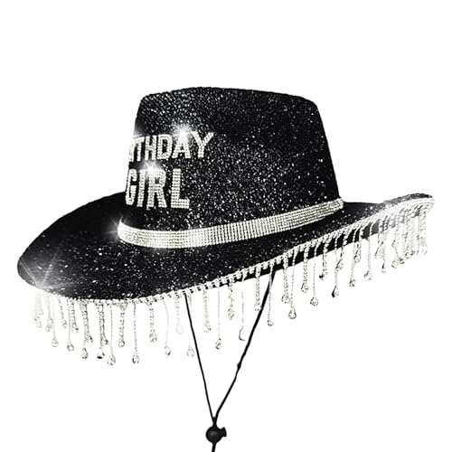 Zubehors Cowboyhüte Für Damen, Geburtstagsmädchen Hut, Mit Strasssteinen Atmungsaktiv Für Erwachsene Kinder Feste Feiern Festtagshüte von Zubehors