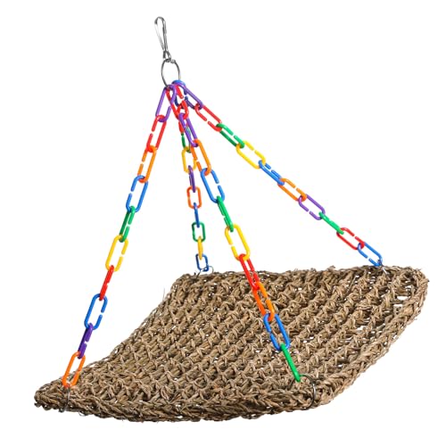 OAJABBGE Natürliches Gras Gewebtes Netz Hängematte Sittiche Kauspielzeug Trimmkäfig Kletterseil Für Verschiedene Kleine Vögel OAJABBGE Natürliches Gras Gewebtes Netz Hängematte Sittiche Kauspielzeug Trimmkäfig Kletterseil Für Verschiedene Kleine Vögel von Zudoo