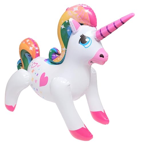 Zugar Land Aufblasbare Regenbogen-Einhörner, groß, bunt, 61 cm, 1 Stück von Zugar Land