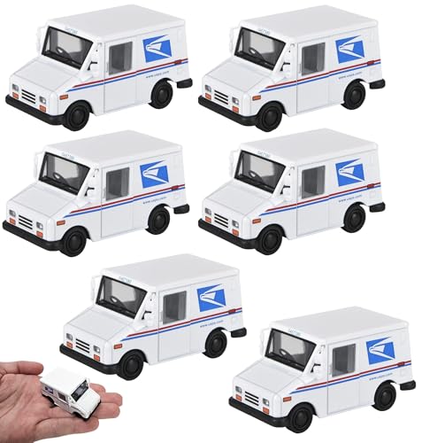 Zugar Land Die-Cast Pull Back Mini Postträger Truck (6.3 cm) (6 Pack) Metall Post Office Truck mit Pullback Motion(6) von Zugar Land