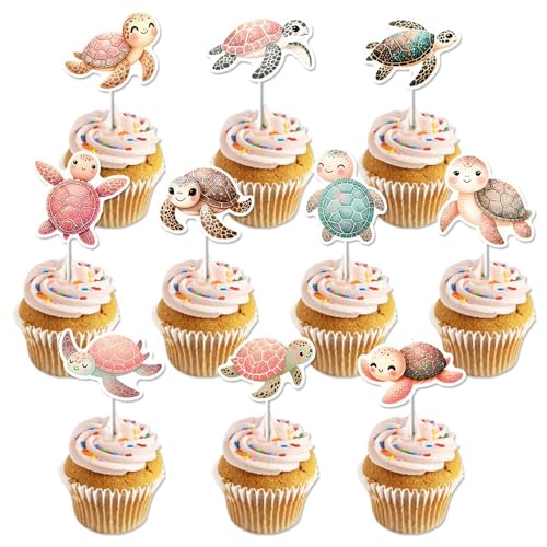 20 Stück Schildkröte Kuchen Toppers, Turtle Cupcake Toppers Geburtstag Baby Dusche Ozean Thema Party Kuchen Dekoration 20 Stück Schildkröte Kuchen Toppers, Turtle Cupcake Toppers Geburtstag Baby Dusche Ozean Thema Party Kuchen Dekoration von Zuisytm