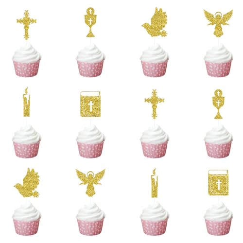 24 Stück Kommunion Cupcake Topper Taufe Cupcake Topper Baby Dusche Kuchen Topper 24 Stück Kommunion Cupcake Topper Taufe Cupcake Topper Baby Dusche Kuchen Topper von Zuisytm
