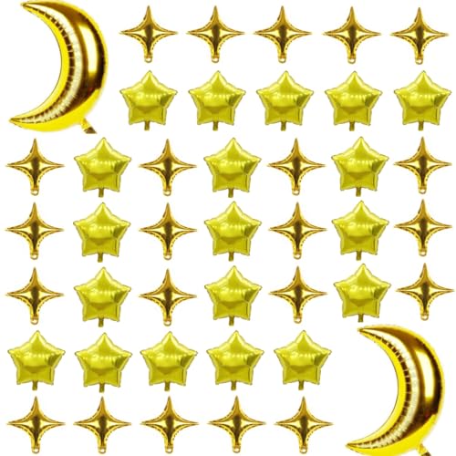 42 Stück Stern Mond Ballons Mylar Ballons für Geburtstag, Babyparty, Hochzeit, Jubiläum Party Dekoration 42 Stück Stern Mond Ballons Mylar Ballons für Geburtstag, Babyparty, Hochzeit, Jubiläum Party Dekoration von Zuisytm