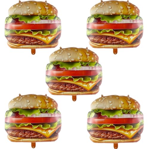 5 Stück Hamburger-Ballon, 61 x 61 cm, Folienballon für Geburtstagsparty-Dekoration (Hamburger) von Zuisytm