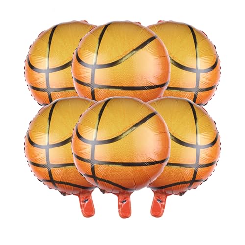 6 Stück Sport-Folienballon, Fußball, Basketball, Golf, Volleyball, Ballon, metallische Luftballons, Sportspiel-Luftballons für Jungen, Babyparty, Geburtstag, Sport Themenparty (basketball) von Zuisytm