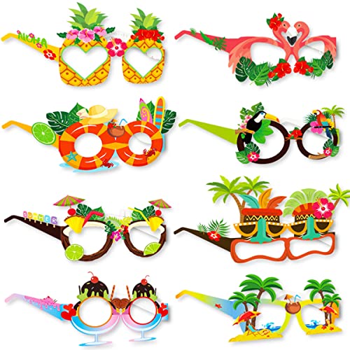 Zuisytm 8 Stück Sommer Party Brillen Papier Brillen Flamingo Ananas Kokosnuss Baum Party Brillen für Party Dekoration von Zuisytm