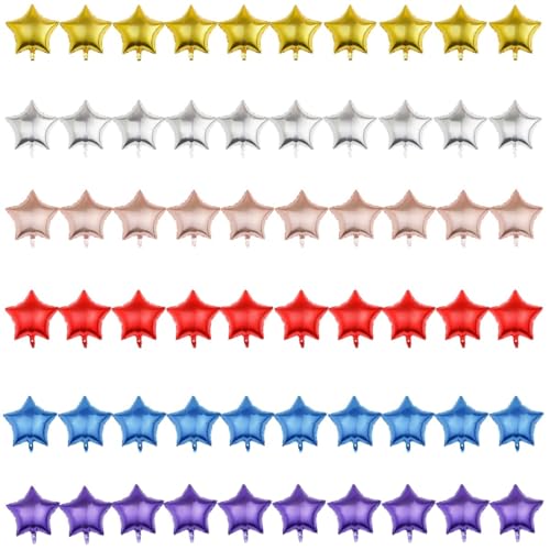 Zuisytm Folienballons mit Sternen, 12,7 cm, Gold, Silber, Roségold, Rot, Blau, Lila, für Geburtstage, Valentinstag, Verlobung, Hochzeit, Babyparty, 60 Stück Zuisytm Folienballons mit Sternen, 12,7 cm, Gold, Silber, Roségold, Rot, Blau, Lila, für Geburtstage, Valentinstag, Verlobung, Hochzeit, Babyparty, 60 Stück von Zuisytm
