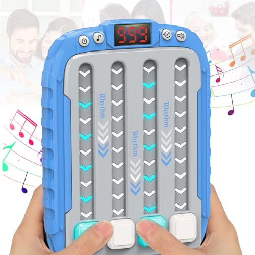 Rhythmus-Spielautomat für Kinder, Quick-Push-Spiel Lernspielzeug Mit Musik und Licht, Handheld-Puzzle-Spielautomat für 3-15 Jahre, Trainiert Handgeschwindigkeit und Reflexe (Blau) von ZukQvrivelig