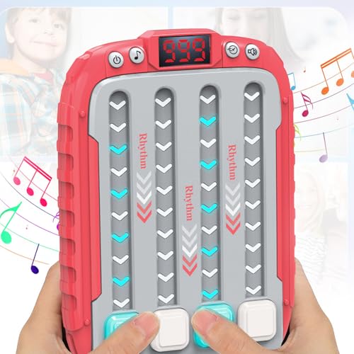 ZukQvrivelig Rhythmus-Spielautomat für Kinder,Quick-Push-Spiel Lernspielzeug mit Musik und Licht,Mini Game Konsole,für 3-15Jahren,Kinder das die Handgeschwindigkeit und die ReflexeTrainiert(rosa) von ZukQvrivelig