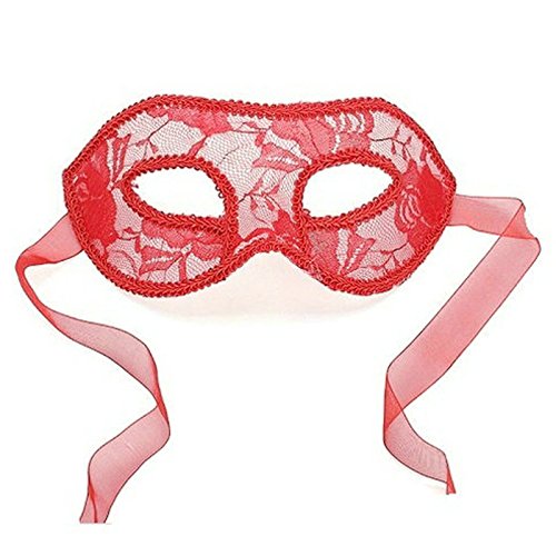 Zukmuk Halbgesichtsmaske Party Hälfte Facewear Geheimnisvoll und Sexy Damen Kopfbedeckung für Karneval, Cosplay, Halloween, Party (Rote Spitze, One Size) von Zukmuk