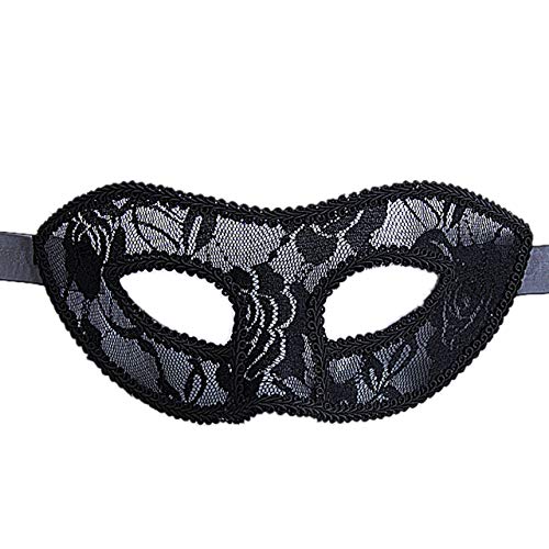 Zukmuk Halbgesichtsmaske Party Hälfte Facewear Geheimnisvoll und Sexy Damen Kopfbedeckung für Karneval, Cosplay, Halloween, Party (Schwarz Spitze, One Size) von Zukmuk