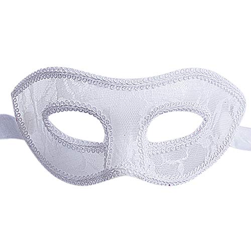 Zukmuk Halbgesichtsmaske Party Hälfte Facewear Geheimnisvoll und Sexy Damen Kopfbedeckung für Karneval, Cosplay, Halloween, Party (Weiß Spitze, One Size) von Zukmuk