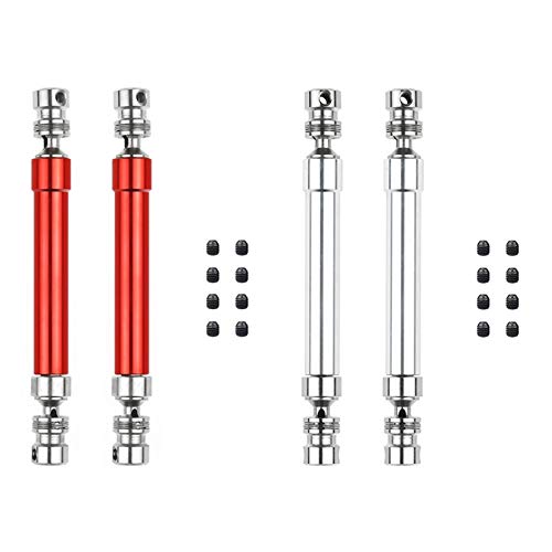 Zunedhys CVD-Antriebswelle aus Metall, 110–160 mm, für 1/10 RC Rock Crawler Axial SCX10 90046 Trx4, Rot und Silber, 2 Stück von Zunedhys