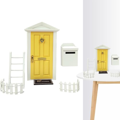 Miniatur-Feentür – Fairy Door Kit für im Feengarten | Elfentür für Wand, Miniatur-Dekorationen für Kinderzimmer, einschließlich Treppe, , Briefkasten von Zunetsutock
