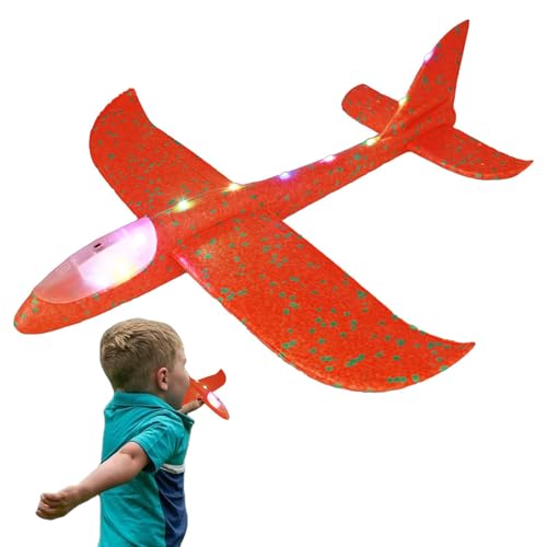 Schaumstoffflugzeuge - Leuchtende Flugzeugspiele für Kinder | Flugzeugspielzeug Einfach zu fliegen, Flugzeug 48cm Segelflugzeug Flugzeug Flugzeug Flugzeug Modellflugzeug Flugzeug für Kinder Outdoor von Zunetsutock