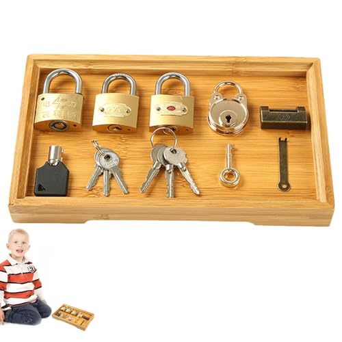 Spielzeugblöcke Set | LOCK SCHLÜSSEL SET FÜR KINDER | Geschenk für Learning Wooden Materialien für Kinder und Kleinkinder, Stielspielzeug in der Heimklasse von Zunetsutock
