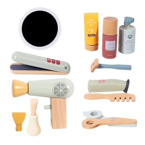 Tönte Friseursalon Set für Mädchen - Kinder Styling Salon Spielzeugholz Set | Täuschen Sie das Spielenmake -up- und Styling -Spielzeugset für Mädchen mit Simulation Trockner, Haarglätterer Tönte Friseursalon Set für Mädchen - Kinder Styling Salon Spielzeugholz Set | Täuschen Sie das Spielenmake -up- und Styling -Spielzeugset für Mädchen mit Simulation Trockner, Haarglätterer von Zunetsutock