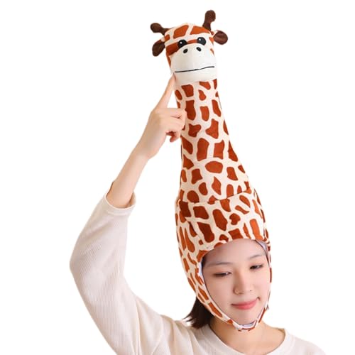 Zunetsutock Cartoon Giraffe Kostüm Hut – Dreidimensionale Kopfbedeckungen für Erwachsene Erwachsene | Themen-Puzzle für Tiere, Mädchen, Cosplay, Schulaktivitäten, Festivals, Feiern von Zunetsutock
