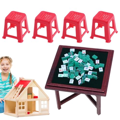 Zunetsutock Mahjong Miniatur Set Miniatur Mahjong Table Bambodomy Decoration | Puppenhaus Cartoon Chinesische Mahjong Kit für Mädchen, Kinder, Kind Zunetsutock Mahjong Miniatur Set Miniatur Mahjong Table Bambodomy Decoration | Puppenhaus Cartoon Chinesische Mahjong Kit für Mädchen, Kinder, Kind von Zunetsutock
