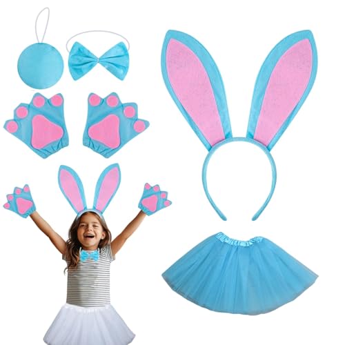 Zunetsutock Osterfeiern Kostüm - farbenfrohe Ohren Stirnband -Fliegen Schwanz Set | Niedliche Bunny Stirnbandzubehör, Partys Vorräte für Frauen, Mädchen von Zunetsutock