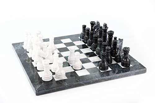 Onyx Marmor Schach Schachspiel ca. 30 x 30 cm Schwarz Weiß Naturstein von Zunftbedarf.de