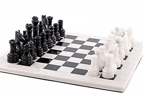 Onyx Marmor Schach Schachspiel ca. 30 x 30 cm Schwarz Weiß Naturstein in edler Aufbewahrungsbox von Zunftbedarfde