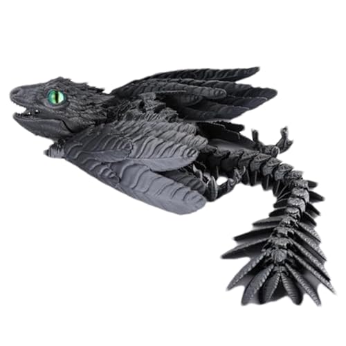 Artikuliertes 3D -Drachenmodell - Einzigartige Gefiederte Drachenfigur, Flexible Fantasie -Skulptur | Movable Winged Desk Ornament Toy, Detailliertes 3D -Druckdesign, Ideal Für Sammler Und Stressabbau von Zunishaone