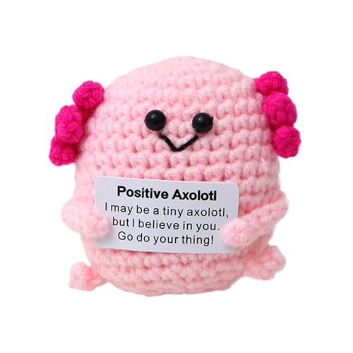 Axolotl Handgestrickte Wolle – gehäkelte Puppe mit positiver Botschaft | Weiches und süßes handgefertigtes Plüschtier für Kinder und Erwachsene | Ideal als Ermutigungsgeschenk oder Dekoration von Zunishaone