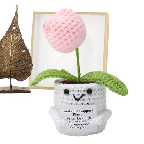Emotionale Stützpflanze - Leichte gestrickte Blumenpuppe für Stressabbau | Handgefertigtes positives Häkelpolk für Männer und Frauen, Büroschreibtischdekor, beruhigendes Komfortspielzeug für Angst und von Zunishaone