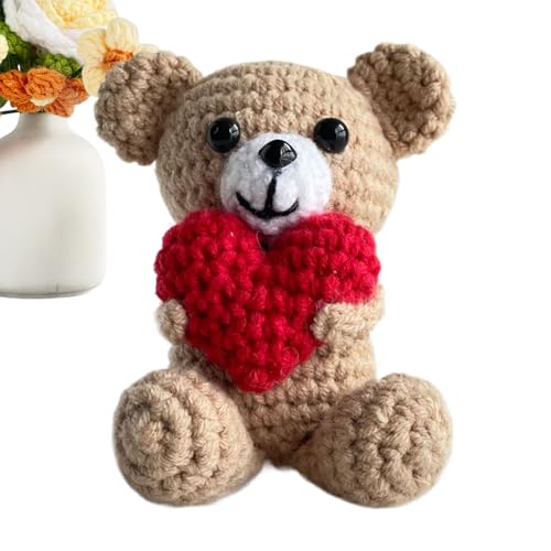 Häkelbär Doll Plüsch - handgefertigtes Herztasche Spielzeug, gestrickt niedlich gefüllt | Sanfte entzückende Begleitgeschenk, süße Kindergartendekoration, liebenswerter Kumpel, die während der K Häkelbär Doll Plüsch - handgefertigtes Herztasche Spielzeug, gestrickt niedlich gefüllt | Sanfte entzückende Begleitgeschenk, süße Kindergartendekoration, liebenswerter Kumpel, die während der K von Zunishaone