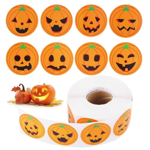 Halloween Kürbisaufkleber - Halloween -Rollaufkleber, Bulk Art Crafts Toys, | Kreative Dekoration Rollaufkleber, Geschenkboxen, Kunsthandwerk Und -Karten -Bulk -Pack Für Leckereien Goody Bag von Zunishaone