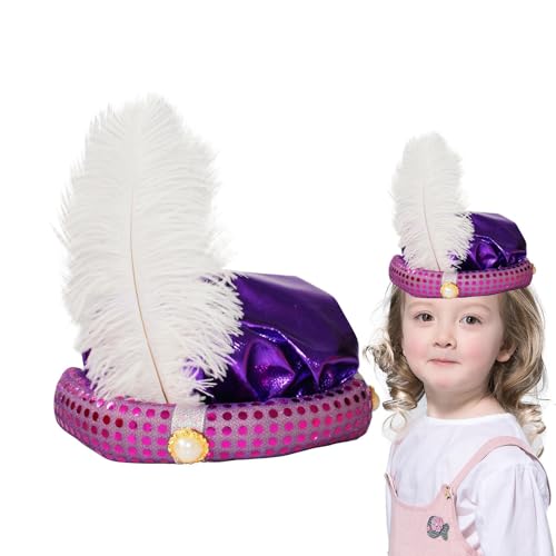 Kostümhut des Prinzen | Funkelnder Sultan Turban mit eleganten Feder- und Perlendetails, Theaterhut und orientalischem Kostümzubehör für Erwachsene, verkleidete Abende und Stück von Zunishaone